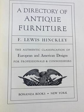 Directory of Antique Furniture F. Lewis Hinckley 1953 Hardcover